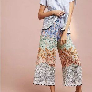 Anthropologie Floreat Colourblock Sleep Pant Scallop Hem Wide Leg Size S